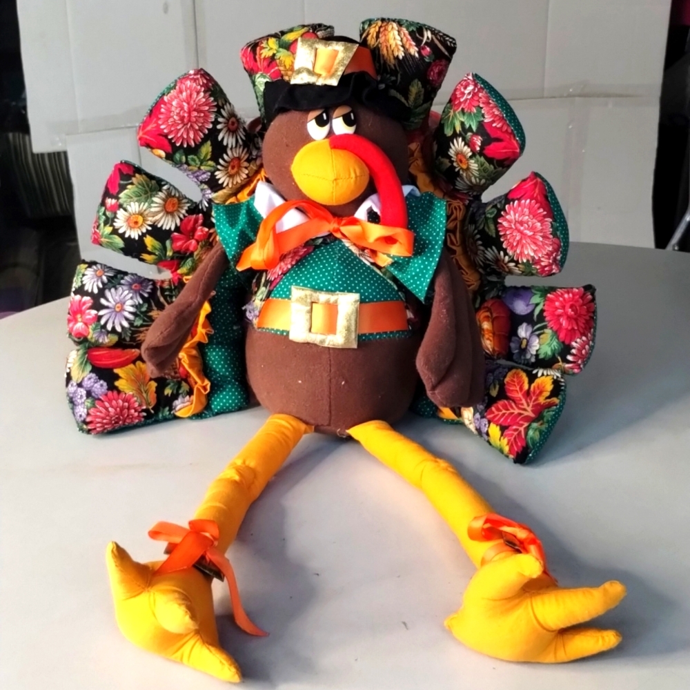 Joelson Industries Colorful Plush Turkey Fall Decor Centerpiece Unique